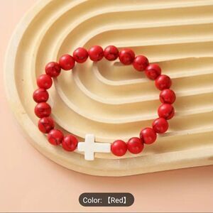 Cross bead bracelet red